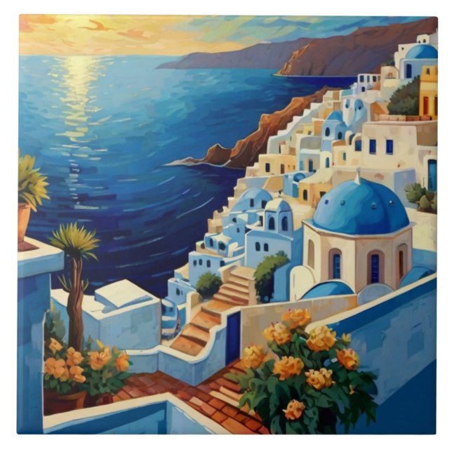 Azulejo Santorini Sunrise - Grecia - Villa de la Isla Grie (Frente)