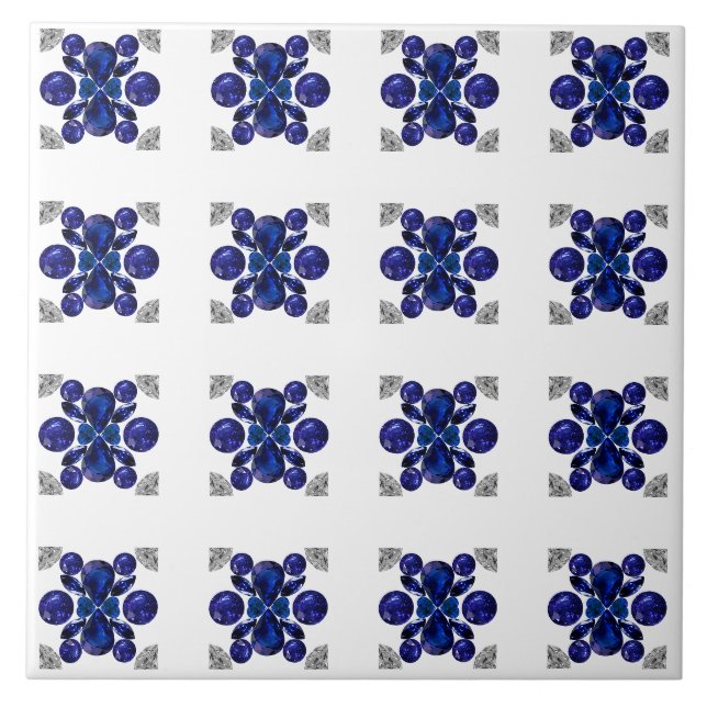 Azulejo Sapphire Diamond Gemstone Art Blue (Frente)