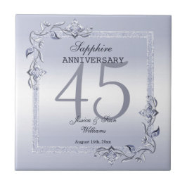 Azulejo Sapphire Gem y Purpurina 45° Aniversario del Boda 