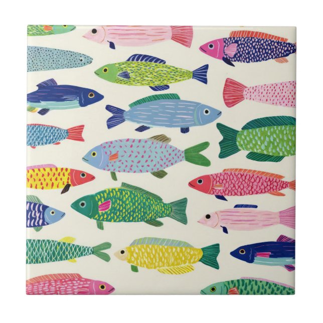Azulejo Sardinas Coloridas Patrón Continuo (1) (Frente)