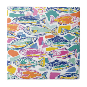 Azulejo Sardinas Coloridas Patrón Continuo (2)