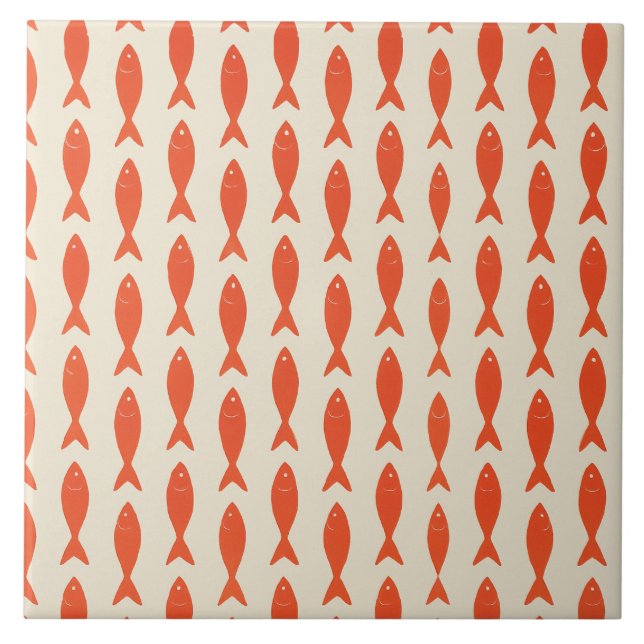 Azulejo Sardinas Rojas Pescado Verano (Frente)