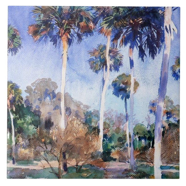 Azulejo Sargento - Palmeras, una pintura de la Sargento Jo (Frente)