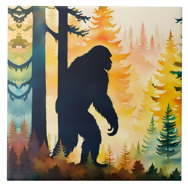 Azulejo Sasquatch Otumn Landscape Sunset (Frente)