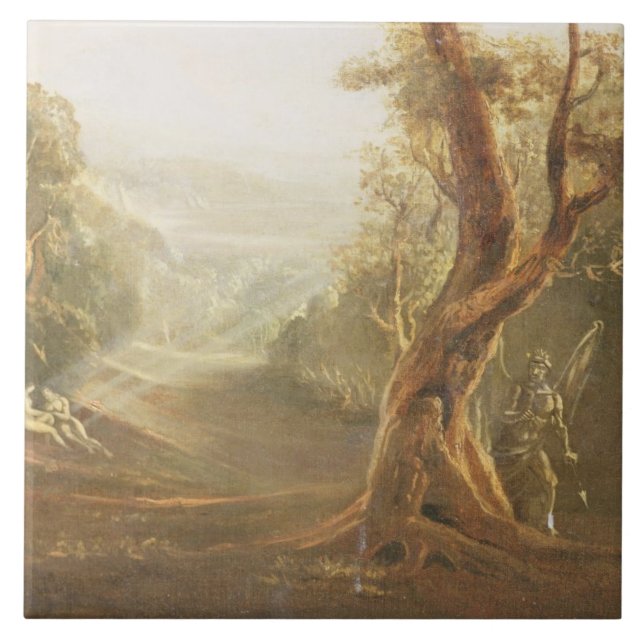 Azulejo Satan que comtempla Adán y a Eva en paraíso, de (Frente)