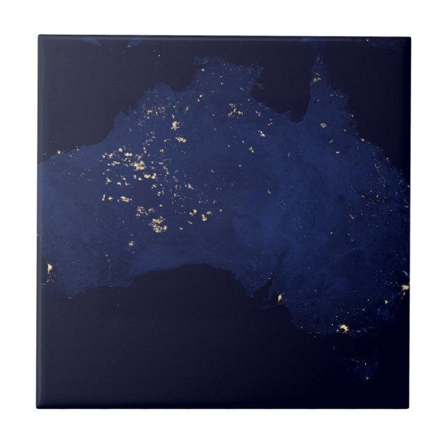 Azulejo Satélite Las Luces Nocturnas De Australia. (Frente)
