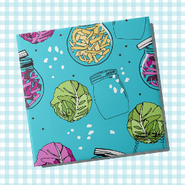 Azulejo Sauerkraut Ilustracion de fermentación de col