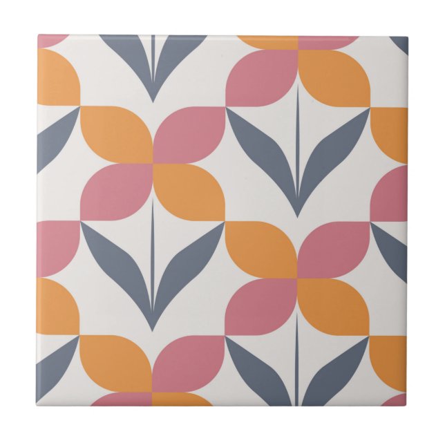 Azulejo Scandinavian floral pattern,retro style,mid centur (Frente)