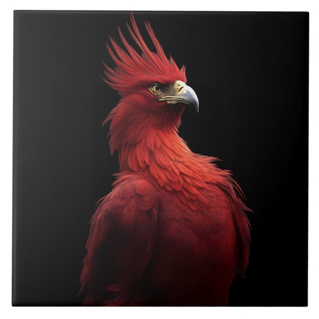 Azulejo Scarlet Phoenix Sits Orgulloso (Frente)