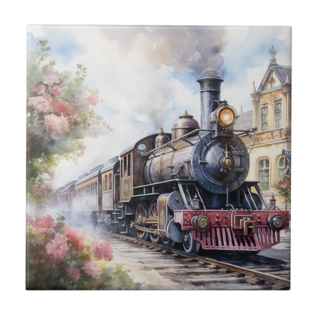 Azulejo Scenic Landscape a Victorian Train (Frente)