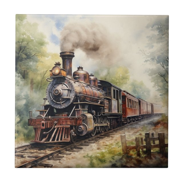Azulejo Scenic Landscape a Victorian Train (Frente)