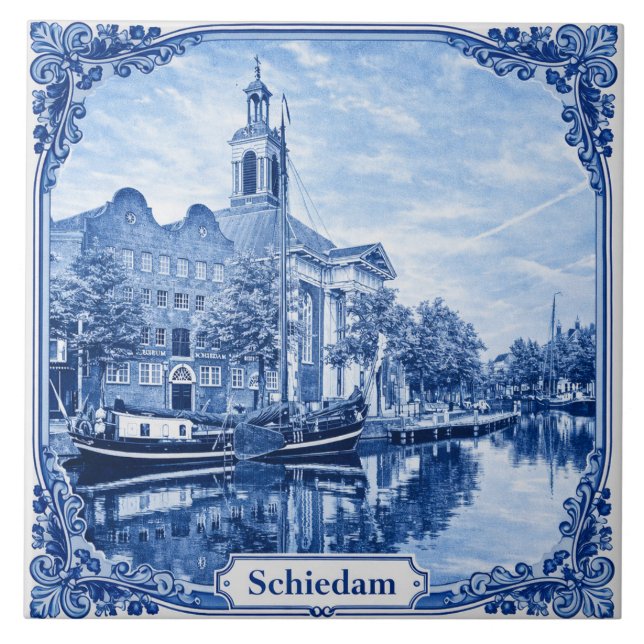 Azulejo Schiedam Delft Blue style ceramic tile (Frente)