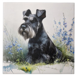 Azulejo Schnauzer acuarela