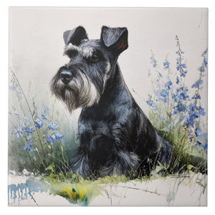 Azulejo Schnauzer acuarela