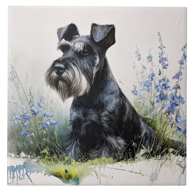 Azulejo Schnauzer acuarela (Frente)