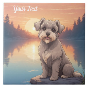 Azulejo Schnauzer junto al lago