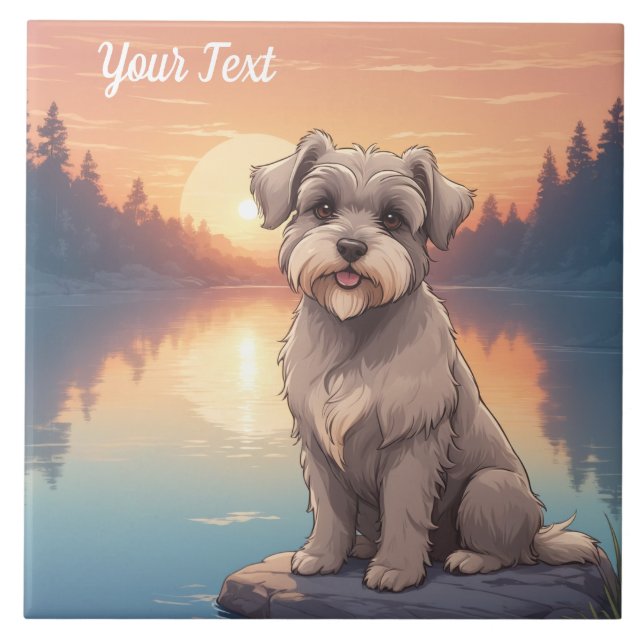 Azulejo Schnauzer junto al lago (Frente)