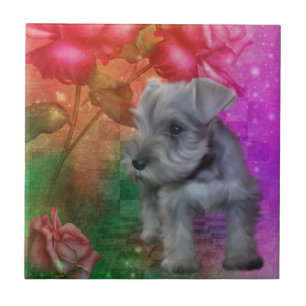 Azulejo Schnauzer Puppy Dog Animal Art