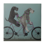 Azulejo Schnauzer Tandem<br><div class="desc">Tándem Schnauzer de Fabfunky. Cuenta con schnauzers montando una bicicleta en un estilo caprichoso y de vapor. | 192047D</div>
