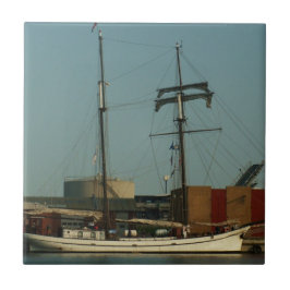 Azulejo Schooner holandés en puerto danés