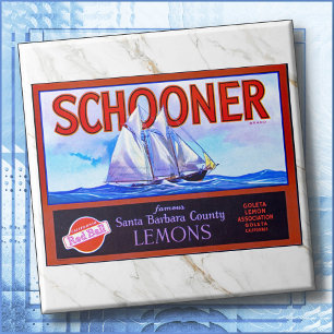 AZULEJO - "Schooner" Limones - Etiqueta de Caja