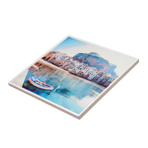 Azulejo SCL002 CEFALU - Panorama - Sicilia - Italia,