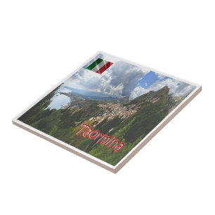 Azulejo SCL066 TAORMINA, Vista aérea, Sicilia,