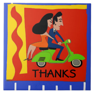 Azulejo Scooter, Gracias, editar texto, agregar nombre
