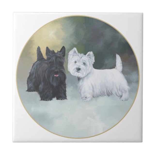 Azulejo Scottie Westie Wintertime (Frente)