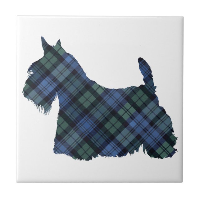 Azulejo Scottish Terrier Tartan Silhouette (Frente)