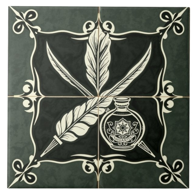 Azulejo Scribe - Mosaico Cerámico De Artes Y Artesanías (Frente)