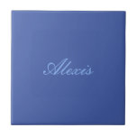 Azulejo Script de caligrafía de nombre sencillo azul senci<br><div class="desc">Este producto fue muy bueno y me encanta lo fácil que es para el diseño personalizar. El diseño era muy sencillo,  así que me siento muy complacido cuando lo creo.</div>