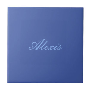 Azulejo Script de caligrafía de nombre sencillo azul senci
