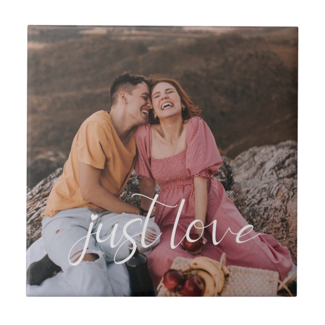 Azulejo Script de sólo amor de pareja de fotos (Frente)