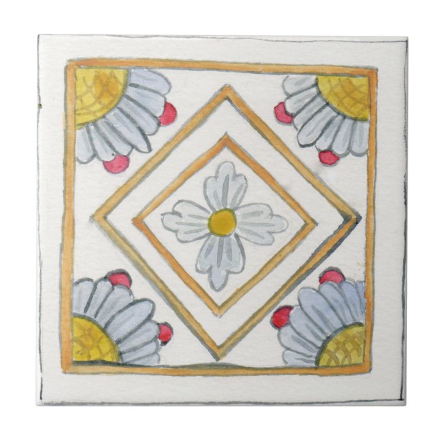 Azulejo SCT_P2-3 diseño tradicional siciliano (Frente)