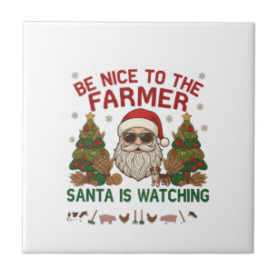 Azulejo Sé Amable Granjero Santa Navidad Animales de Granj