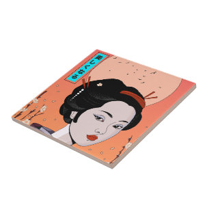 Azulejo Sé bella chica geisha