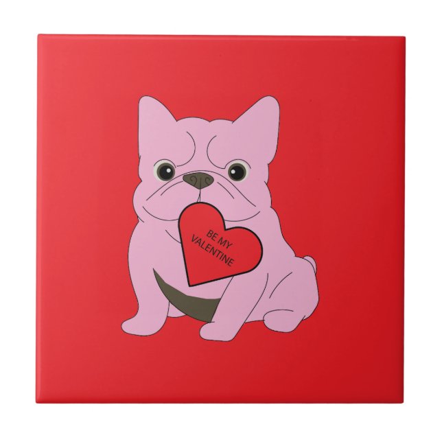 Azulejo Sé mi San Valentín, perro (Frente)