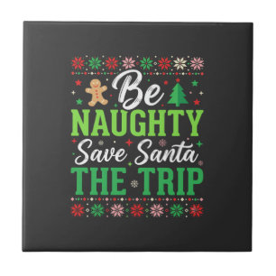 Azulejo Sé travieso salva a Santa divertido Navidad SVG