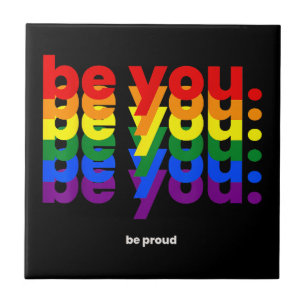 Azulejo Sé tú, sé orgulloso Arcoíris Orgullo LGBTQ Lesbian