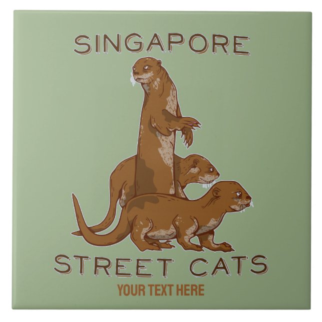 Azulejo Sea Otter Singapore Street Cats (Frente)