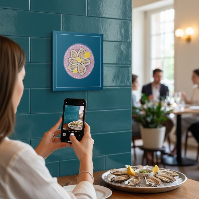 Azulejo Seafood Oyster Platter Lemon Design (Subido por el creador)