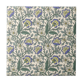 Azulejo Seamless blue, yellow, and white floral pattern 