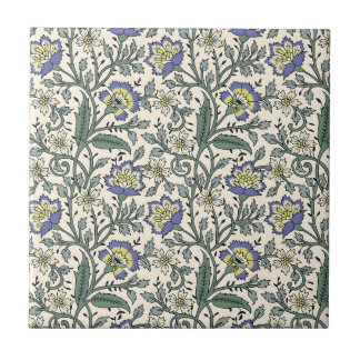 Azulejo Seamless blue, yellow, and white floral pattern 