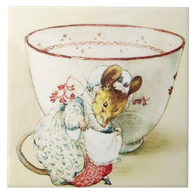 Azulejo "Seamstress and Teacup del ratón" por Beatrix Pott (Frente)