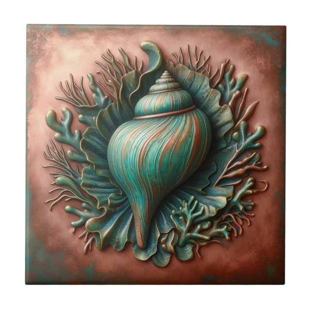 Azulejo Seashell Copper y Patina Beach House (Frente)