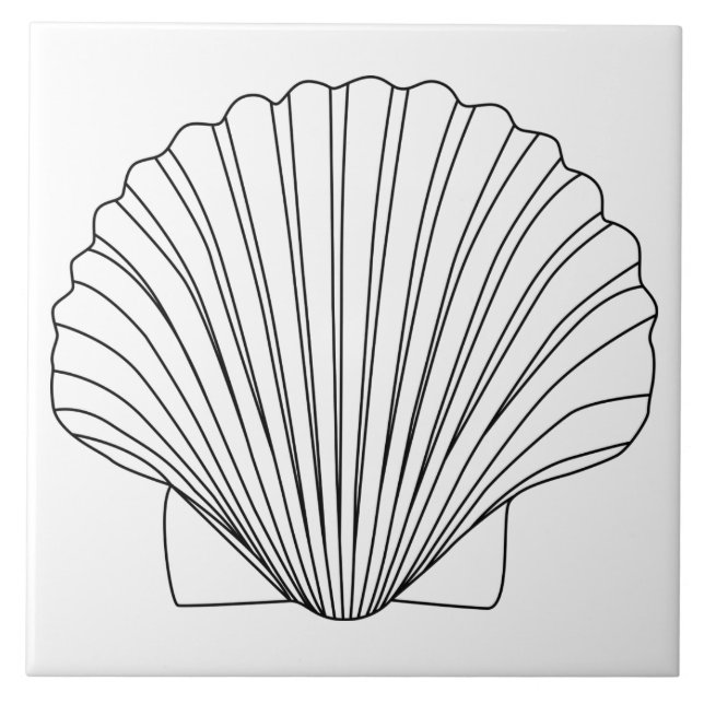 Azulejo Seashell negro de la concha de peregrino de la (Frente)