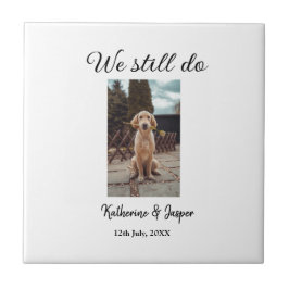 Azulejo Seguimos haciendo boda pareja mascota foto nombre