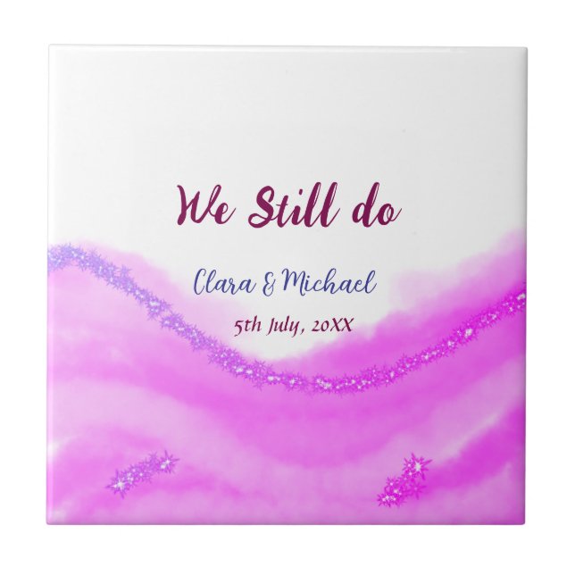 Azulejo Seguimos haciendo brillo purpurina de color púrpur (Frente)