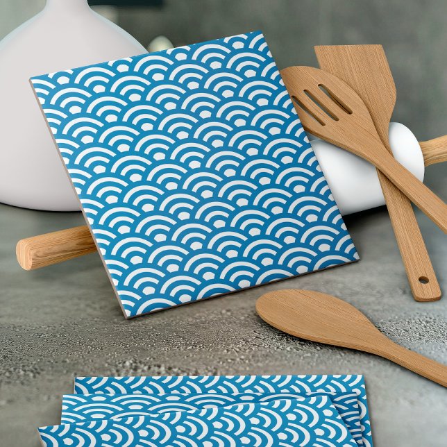 Azulejo Seigaiha, Waves, Japanese, Blue and White (Subido por el creador)